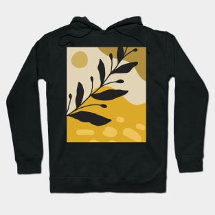 Minimal Modern  Abstract Shapes Black Leaves Warm Tones  Design Hoodie